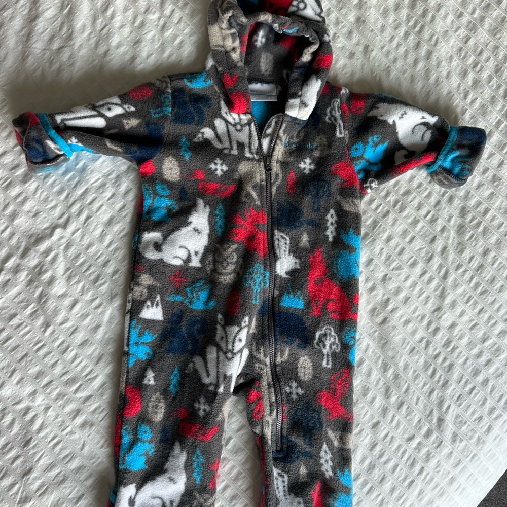 Columbia Kids Woodland Print One Piece - Gray, Red, Blue, White